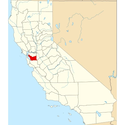 Map of California highlighting Alameda County