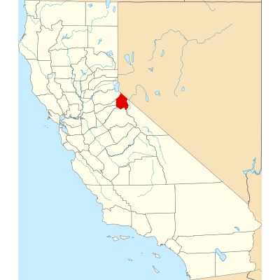Map of California highlighting Alpine County