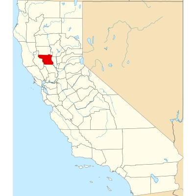 Map of California highlighting Colusa County
