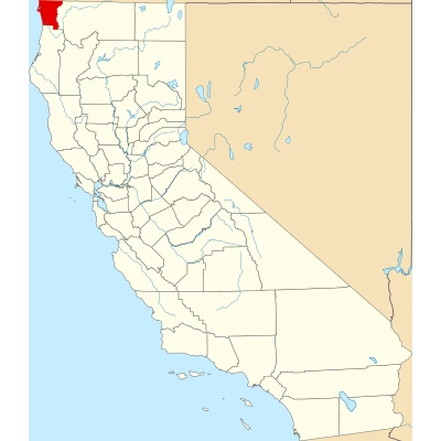 Map of California highlighting Del Norte County