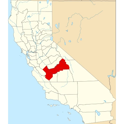 Map of California highlighting Fresno County