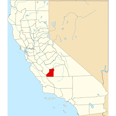 Map of California highlighting Kings County