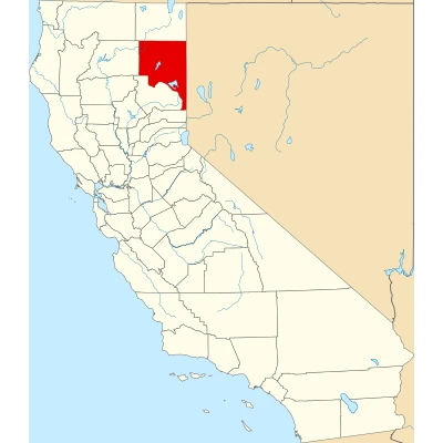 Map of California highlighting Lassen County