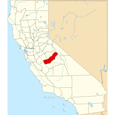 Map of California highlighting Madera County