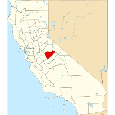 Map of California highlighting Mariposa County