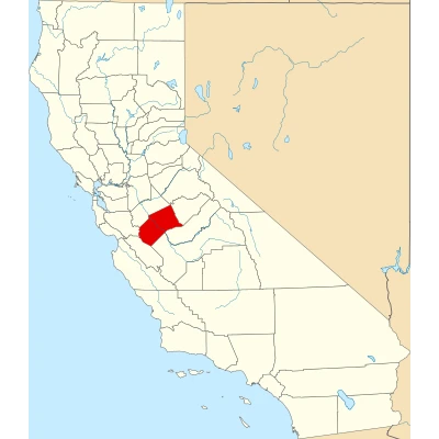 Map of California highlighting Merced County