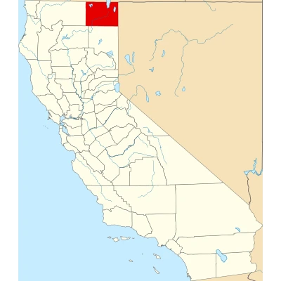 Map of California highlighting Modoc County