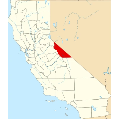 Map of California highlighting Mono County