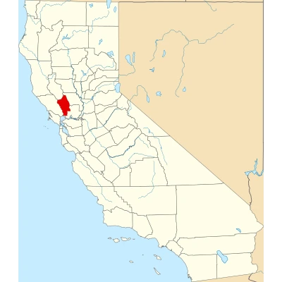 Map of California highlighting Napa County