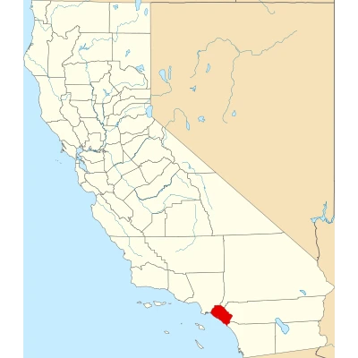 Map of California highlighting Orange County