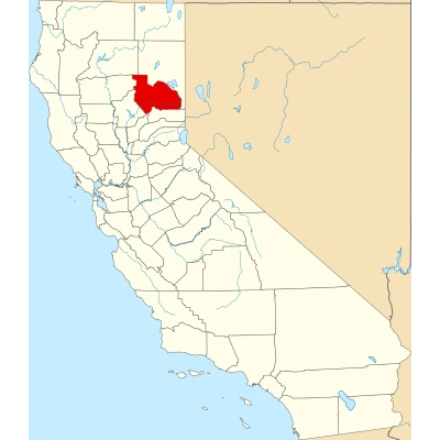 Map of California highlighting Plumas County