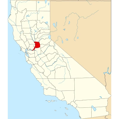 Map of California highlighting Sacramento County