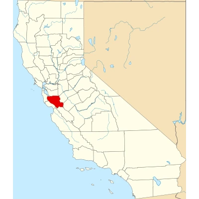 Map of California highlighting Santa Clara County