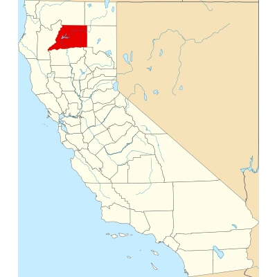 Map of California highlighting Shasta County