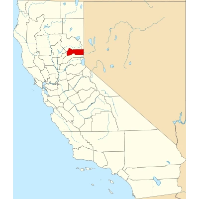 Map of California highlighting Sierra County