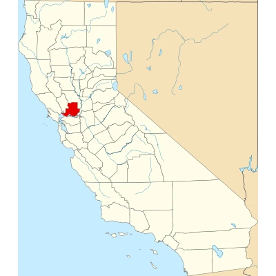 Map of California highlighting Solano County