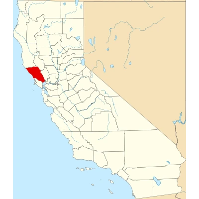 Map of California highlighting Sonoma County