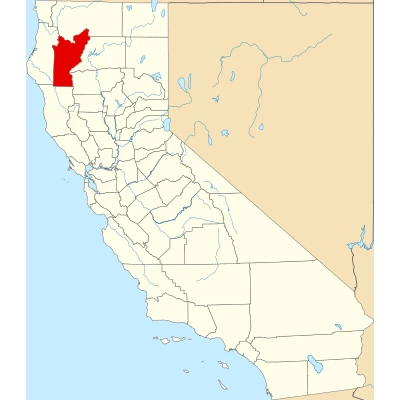 Map of California highlighting Trinity County