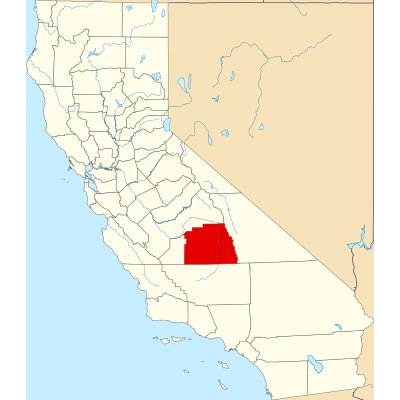 Map of California highlighting Tulare County