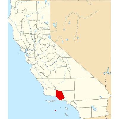 Map of California highlighting Ventura County