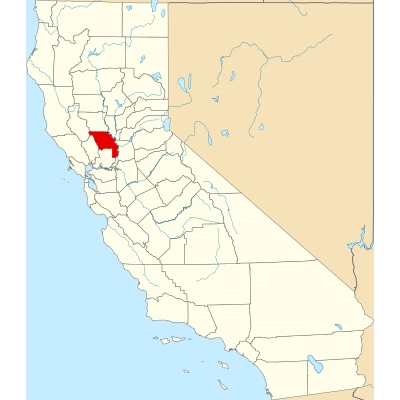 Map of California highlighting Yolo County